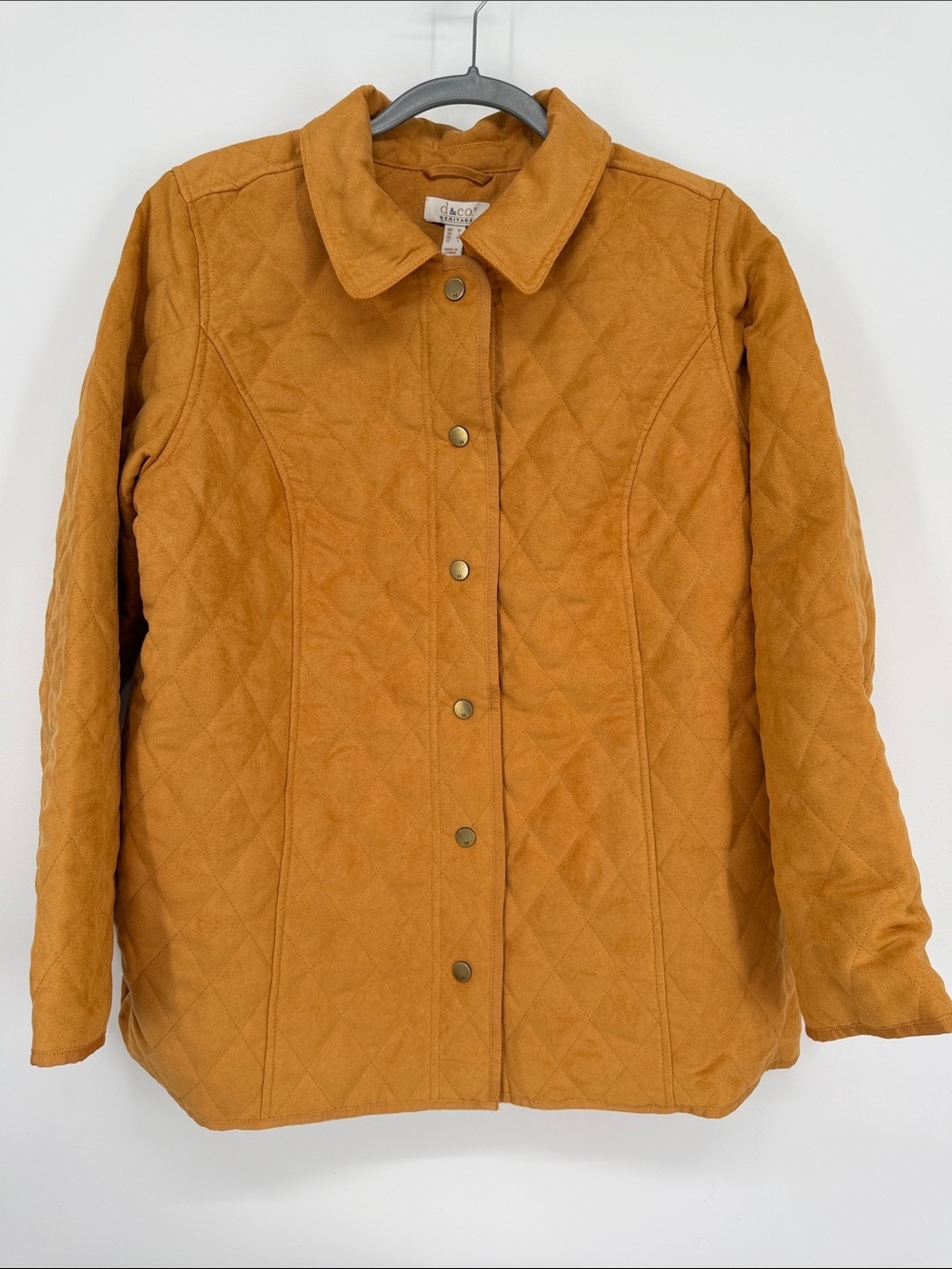 Denim&Co Heritage Quilted Faux Suede Barn Jacket NWT Size Medium Fall Gold - Picture 2 of 8